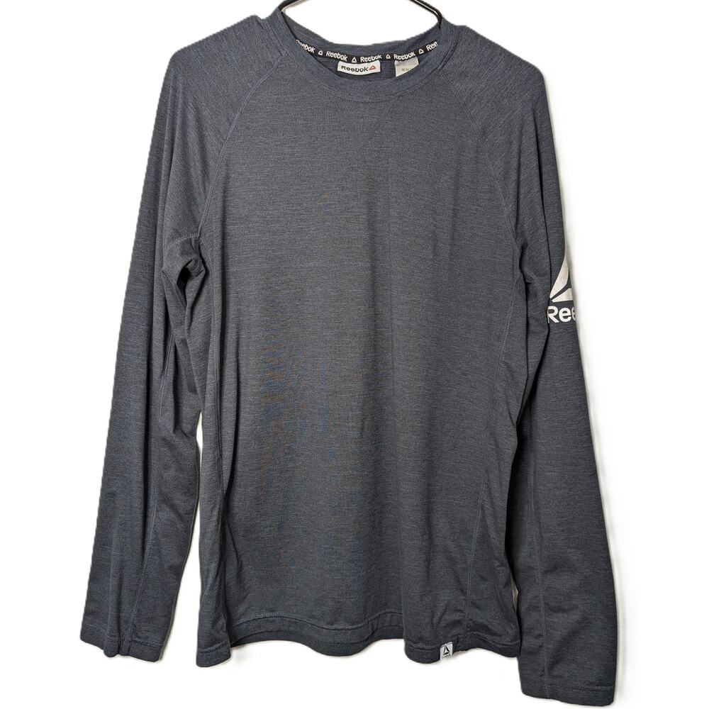 Men's Reebok Long-Sleeve Training Shirt Gray Size M